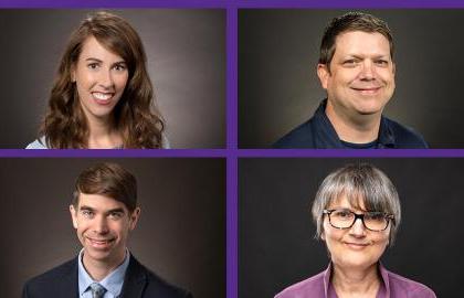 head shots of Cory Hillman, Olga Monacell, Cara Rogers and David West